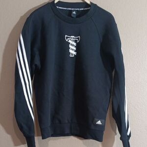 adidas Black Crewneck Sweatshirt with White Sleeve Stripes